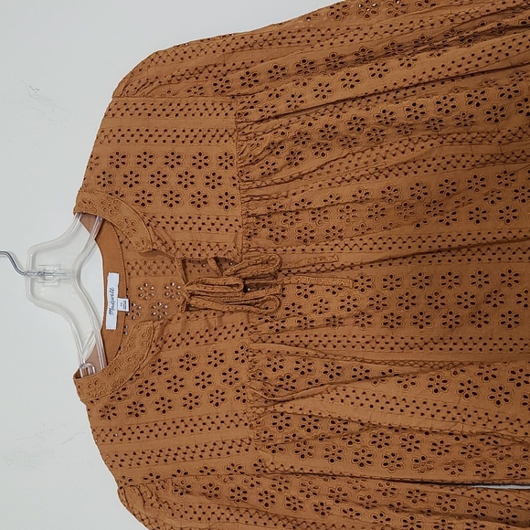 Madewell Eyelet Double Tie Peasant Top Size XS - Picture 2 of 9